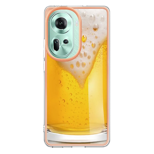 For OPPO Reno11 5G Global Electroplating Marble Dual-side IMD Phone Case(Draft Beer) - OPPO Cases by buy2fix | Online Shopping UK | buy2fix