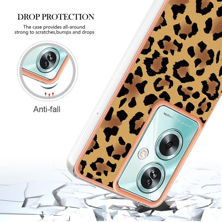 For OPPO A79 5G Global Electroplating Marble Dual-side IMD Phone Case(Leopard Print) by buy2fix