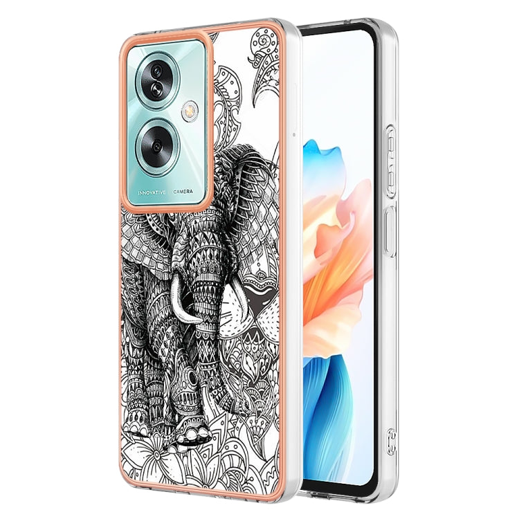 For OPPO A79 5G Global Electroplating Marble Dual-side IMD Phone Case(Totem Elephant) by buy2fix
