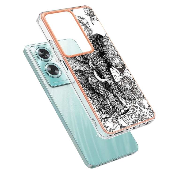 For OPPO A79 5G Global Electroplating Marble Dual-side IMD Phone Case(Totem Elephant) by buy2fix