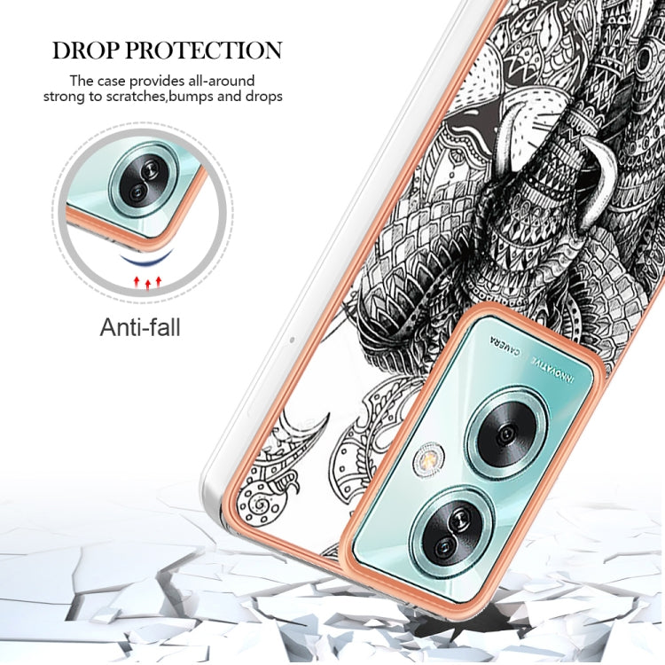 For OPPO A79 5G Global Electroplating Marble Dual-side IMD Phone Case(Totem Elephant) by buy2fix