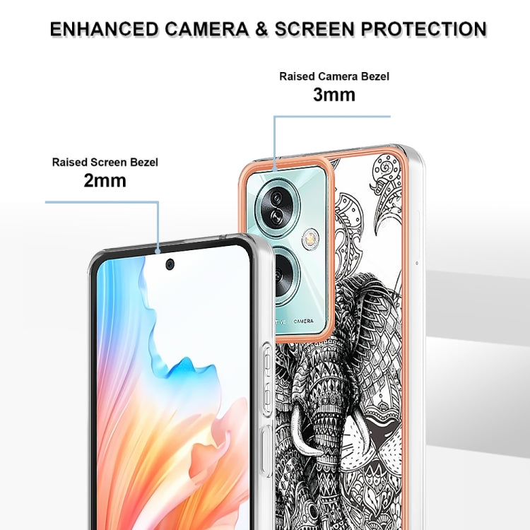 For OPPO A79 5G Global Electroplating Marble Dual-side IMD Phone Case(Totem Elephant) by buy2fix