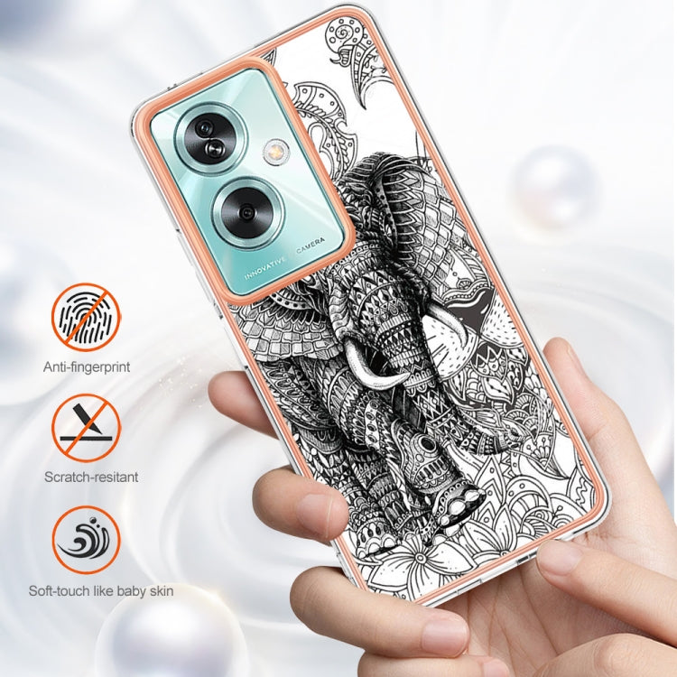 For OPPO A79 5G Global Electroplating Marble Dual-side IMD Phone Case(Totem Elephant) by buy2fix