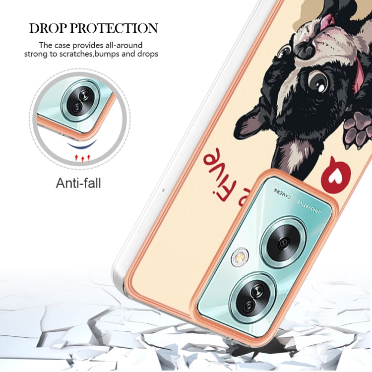 For OPPO A79 5G Global Electroplating Marble Dual-side IMD Phone Case(Lucky Dog) by buy2fix