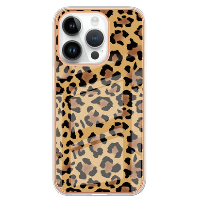 For iPhone 16 Pro Max Electroplating Marble Dual-side IMD Phone Case(Leopard Print) by buy2fix