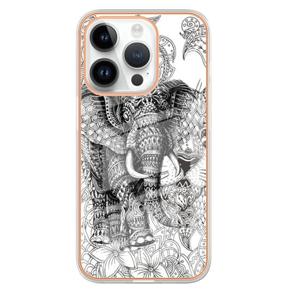 For iPhone 16 Pro Max Electroplating Marble Dual-side IMD Phone Case(Totem Elephant) by buy2fix
