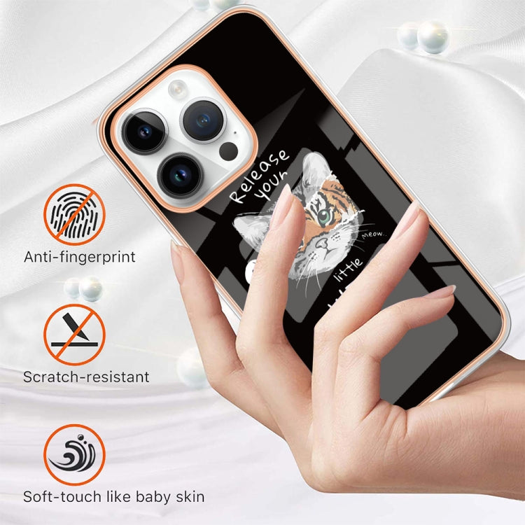 For iPhone 16 Pro Max Electroplating Marble Dual-side IMD Phone Case(Natural Growth) by buy2fix