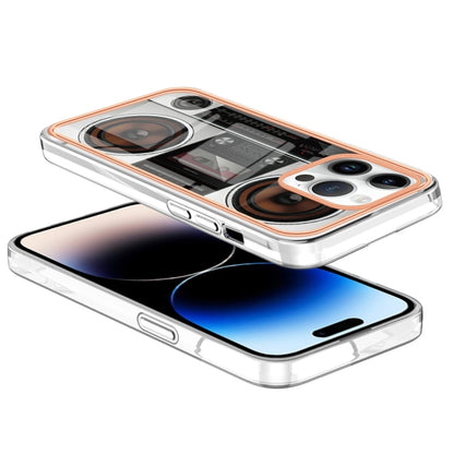For iPhone 16 Pro Max Electroplating Marble Dual-side IMD Phone Case(Retro Radio) by buy2fix
