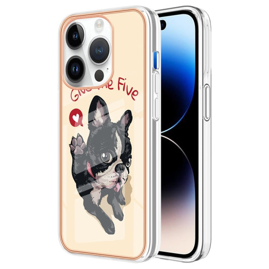 For iPhone 16 Pro Max Electroplating Marble Dual-side IMD Phone Case(Lucky Dog) by buy2fix