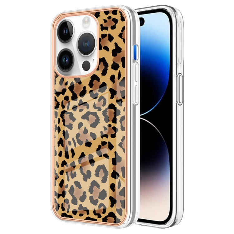For iPhone 16 Pro Electroplating Marble Dual-side IMD Phone Case(Leopard Print) by buy2fix