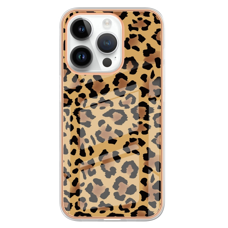 For iPhone 16 Pro Electroplating Marble Dual-side IMD Phone Case(Leopard Print) by buy2fix