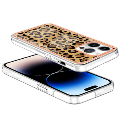 For iPhone 16 Pro Electroplating Marble Dual-side IMD Phone Case(Leopard Print) by buy2fix