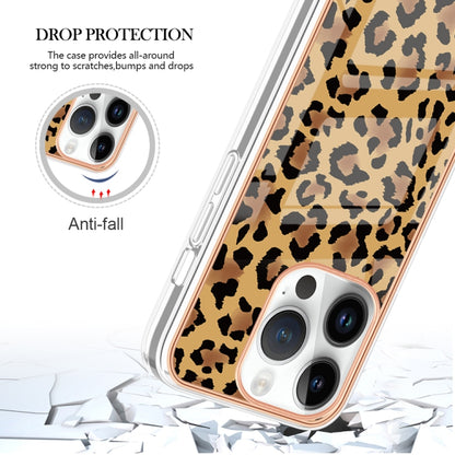 For iPhone 16 Pro Electroplating Marble Dual-side IMD Phone Case(Leopard Print) by buy2fix
