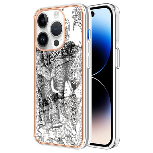 For iPhone 16 Pro Electroplating Marble Dual-side IMD Phone Case(Totem Elephant) by buy2fix