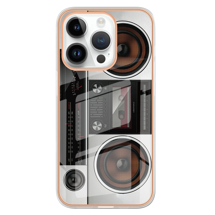 For iPhone 16 Pro Electroplating Marble Dual-side IMD Phone Case(Retro Radio) by buy2fix