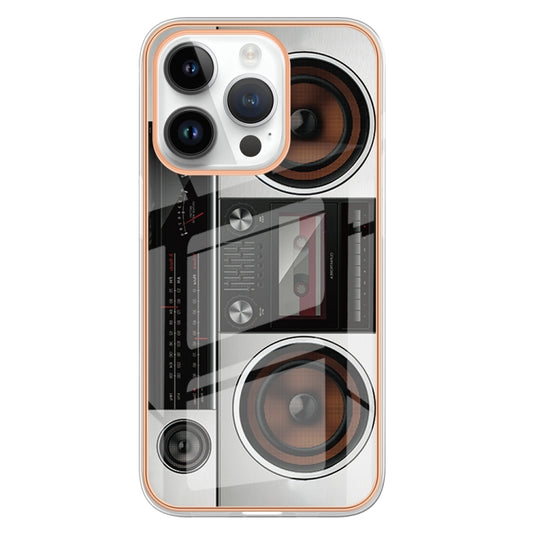 For iPhone 16 Pro Electroplating Marble Dual-side IMD Phone Case(Retro Radio) by buy2fix