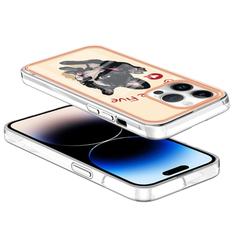 For iPhone 16 Pro Electroplating Marble Dual-side IMD Phone Case(Lucky Dog) by buy2fix