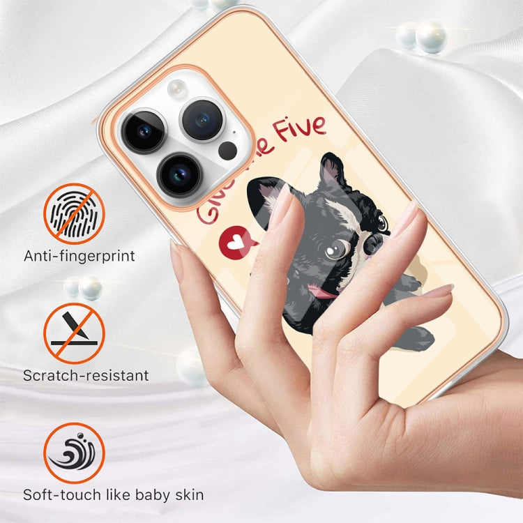For iPhone 16 Pro Electroplating Marble Dual-side IMD Phone Case(Lucky Dog) by buy2fix