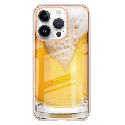 For iPhone 16 Pro Electroplating Marble Dual-side IMD Phone Case(Draft Beer) by buy2fix