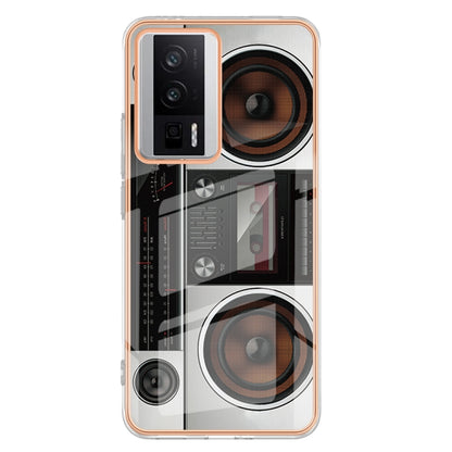 For Xiaomi Poco F5 Pro 5G / Redmi K60 Electroplating Marble Dual-side IMD Phone Case(Retro Radio) - Xiaomi Cases by buy2fix | Online Shopping UK | buy2fix