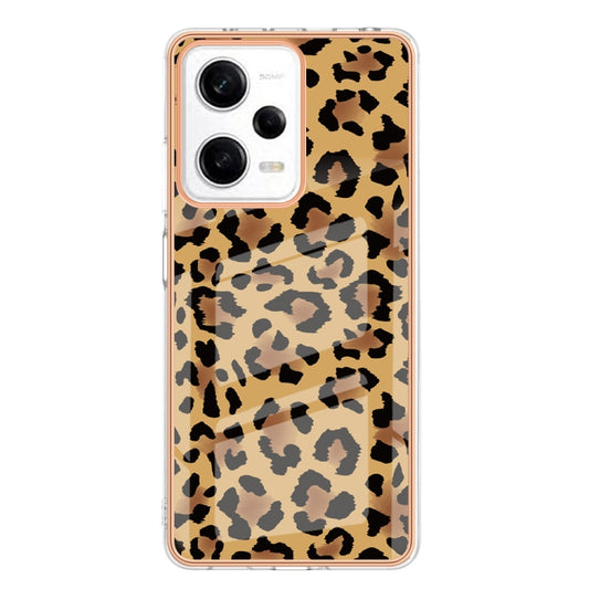 For Xiaomi Redmi Note 12 Pro 5G Global Electroplating Marble Dual-side IMD Phone Case(Leopard Print) by buy2fix
