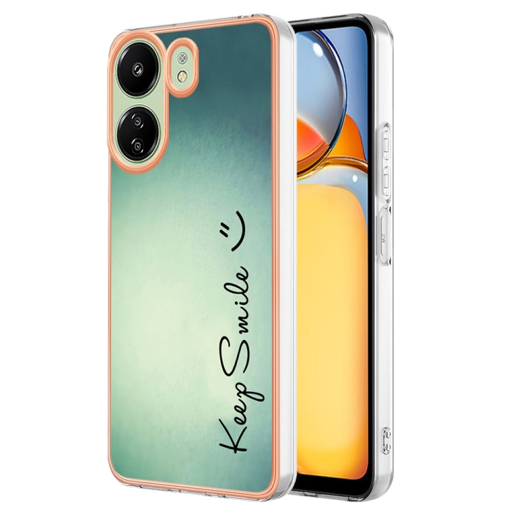 For Xiaomi Redmi 13C 4G Electroplating Marble Dual-side IMD Phone Case(Smile) by buy2fix
