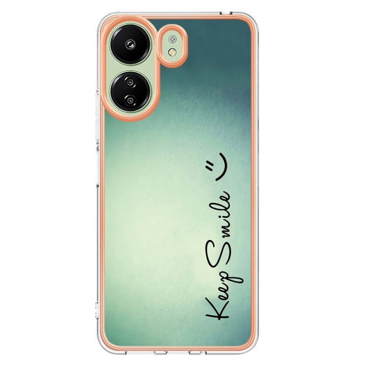 For Xiaomi Redmi 13C 4G Electroplating Marble Dual-side IMD Phone Case(Smile) by buy2fix