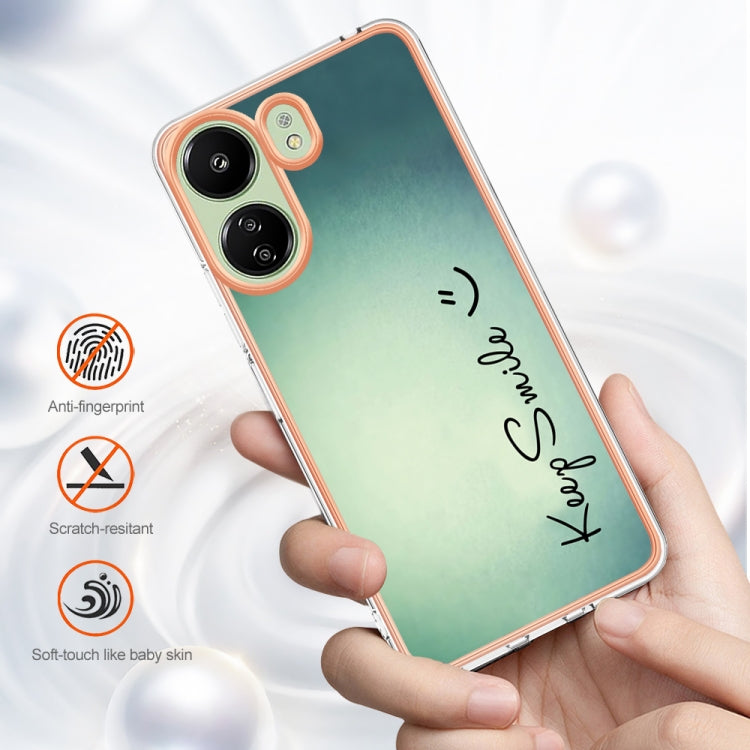 For Xiaomi Redmi 13C 4G Electroplating Marble Dual-side IMD Phone Case(Smile) by buy2fix