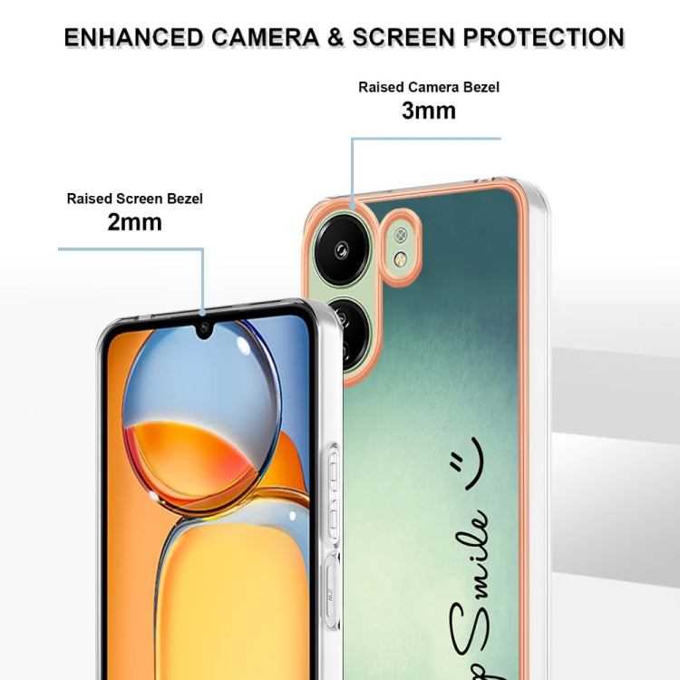 For Xiaomi Redmi 13C 4G Electroplating Marble Dual-side IMD Phone Case(Smile) by buy2fix