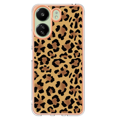 For Xiaomi Redmi 13C 4G Electroplating Marble Dual-side IMD Phone Case(Leopard Print) by buy2fix