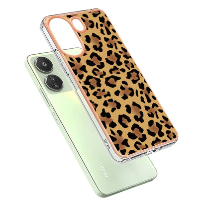 For Xiaomi Redmi 13C 4G Electroplating Marble Dual-side IMD Phone Case(Leopard Print) by buy2fix