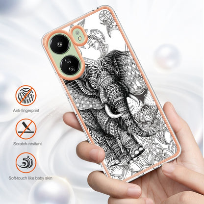 For Xiaomi Redmi 13C 4G Electroplating Marble Dual-side IMD Phone Case(Totem Elephant) by buy2fix