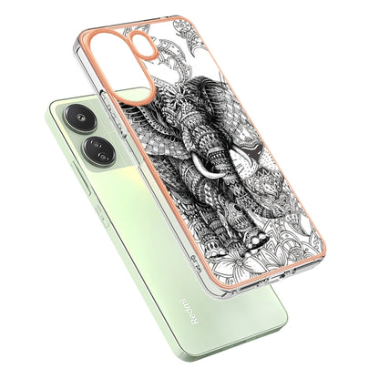 For Xiaomi Redmi 13C 4G Electroplating Marble Dual-side IMD Phone Case(Totem Elephant) by buy2fix