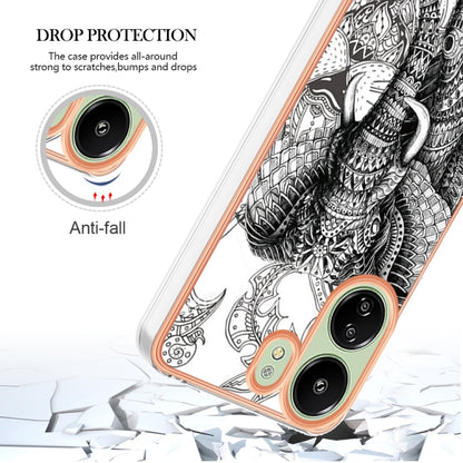 For Xiaomi Redmi 13C 4G Electroplating Marble Dual-side IMD Phone Case(Totem Elephant) by buy2fix