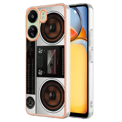 For Xiaomi Redmi 13C 4G Electroplating Marble Dual-side IMD Phone Case(Retro Radio) by buy2fix