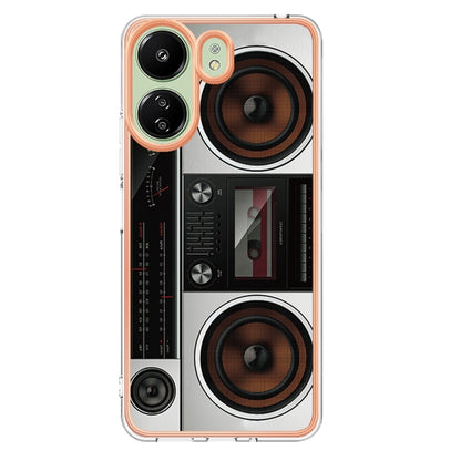 For Xiaomi Redmi 13C 4G Electroplating Marble Dual-side IMD Phone Case(Retro Radio) by buy2fix