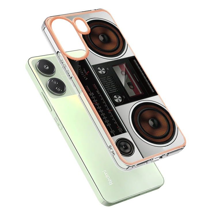 For Xiaomi Redmi 13C 4G Electroplating Marble Dual-side IMD Phone Case(Retro Radio) by buy2fix