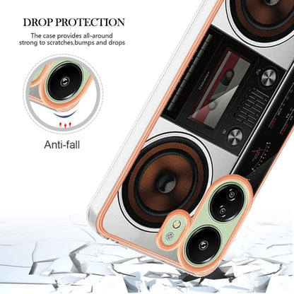 For Xiaomi Redmi 13C 4G Electroplating Marble Dual-side IMD Phone Case(Retro Radio) by buy2fix