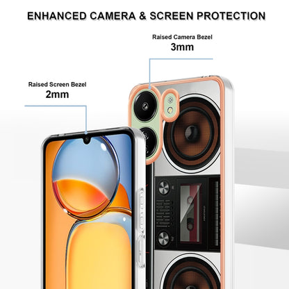 For Xiaomi Redmi 13C 4G Electroplating Marble Dual-side IMD Phone Case(Retro Radio) by buy2fix