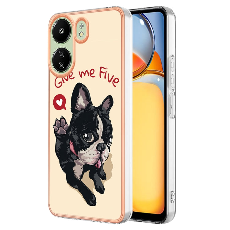 For Xiaomi Redmi 13C 4G Electroplating Marble Dual-side IMD Phone Case(Lucky Dog) by buy2fix