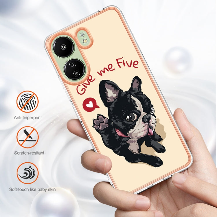 For Xiaomi Redmi 13C 4G Electroplating Marble Dual-side IMD Phone Case(Lucky Dog) by buy2fix