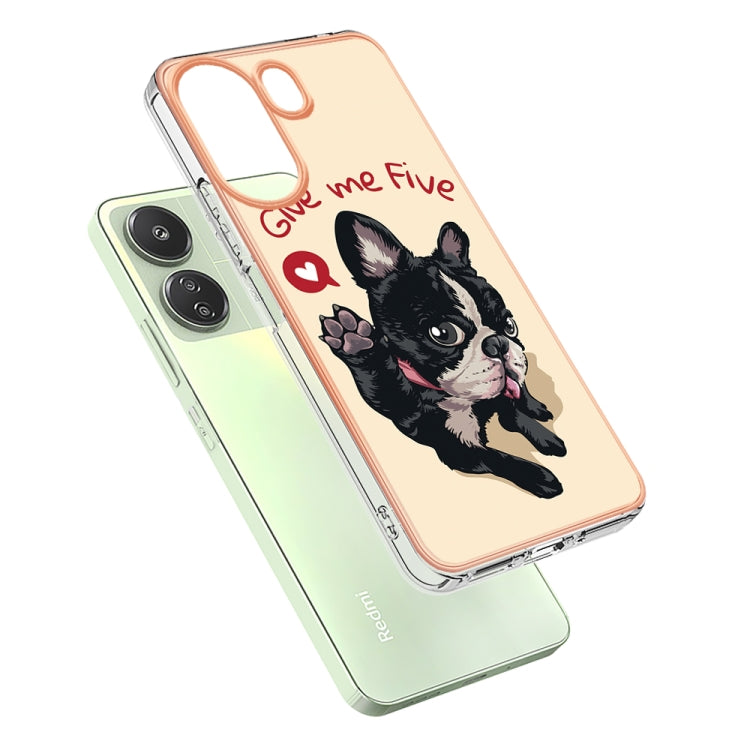 For Xiaomi Redmi 13C 4G Electroplating Marble Dual-side IMD Phone Case(Lucky Dog) by buy2fix