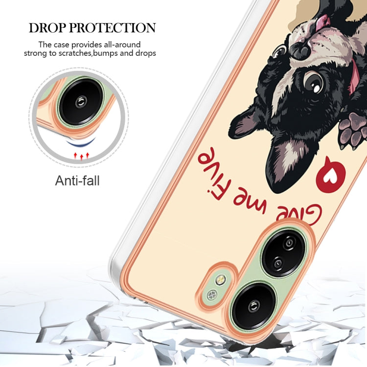 For Xiaomi Redmi 13C 4G Electroplating Marble Dual-side IMD Phone Case(Lucky Dog) by buy2fix
