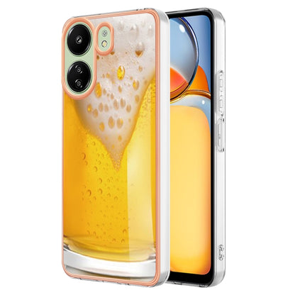 For Xiaomi Redmi 13C 4G Electroplating Marble Dual-side IMD Phone Case(Draft Beer) by buy2fix