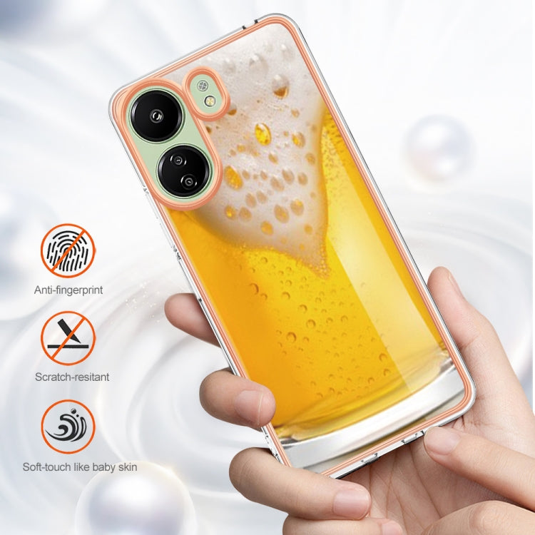 For Xiaomi Redmi 13C 4G Electroplating Marble Dual-side IMD Phone Case(Draft Beer) by buy2fix