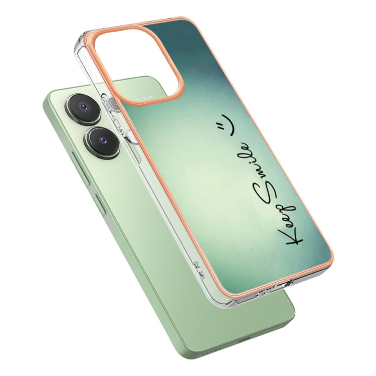 For Xiaomi Redmi Note 13 4G Global Electroplating Marble Dual-side IMD Phone Case(Smile) - Xiaomi Cases by buy2fix | Online Shopping UK | buy2fix