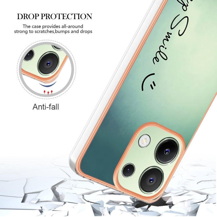 For Xiaomi Redmi Note 13 4G Global Electroplating Marble Dual-side IMD Phone Case(Smile) - Xiaomi Cases by buy2fix | Online Shopping UK | buy2fix