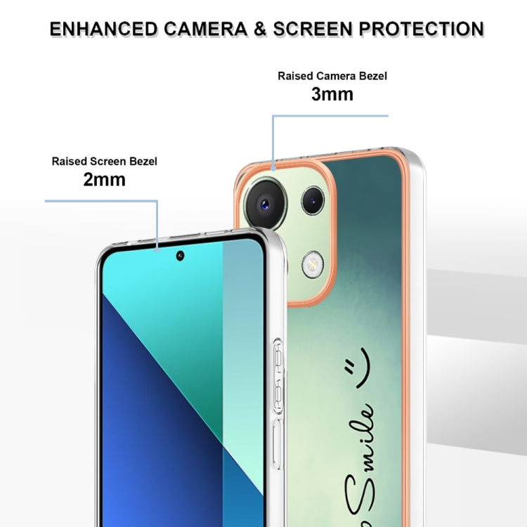 For Xiaomi Redmi Note 13 4G Global Electroplating Marble Dual-side IMD Phone Case(Smile) - Xiaomi Cases by buy2fix | Online Shopping UK | buy2fix