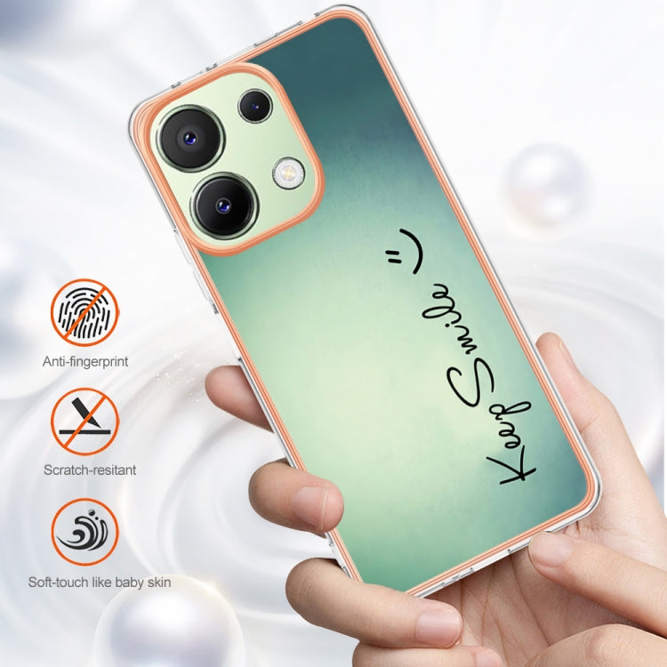 For Xiaomi Redmi Note 13 4G Global Electroplating Marble Dual-side IMD Phone Case(Smile) - Xiaomi Cases by buy2fix | Online Shopping UK | buy2fix