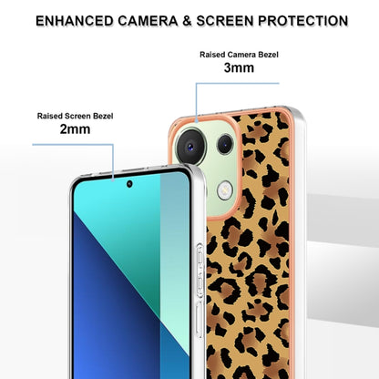 For Xiaomi Redmi Note 13 4G Global Electroplating Marble Dual-side IMD Phone Case(Leopard Print) - Xiaomi Cases by buy2fix | Online Shopping UK | buy2fix